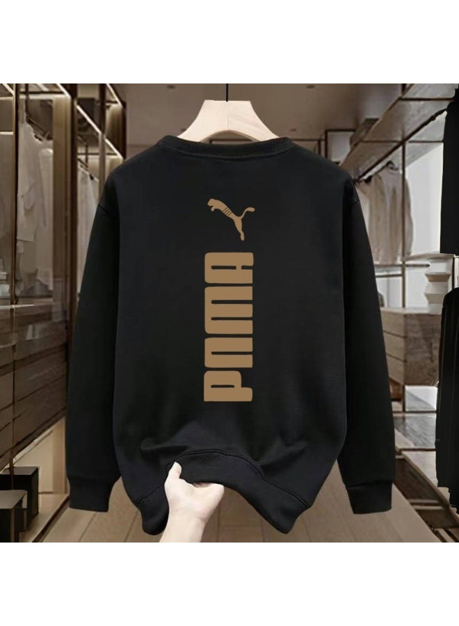 Puma Black Base Gold Logo Streetwear Sweatshirt, Casual Sporty Style, Size M - Image 1